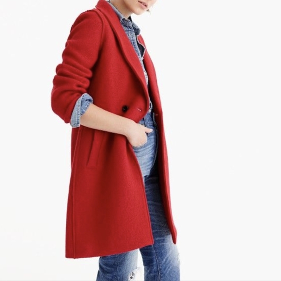 J. Crew Jackets & Coats Petite J Crew Daphne Red Boiled Wool Coat